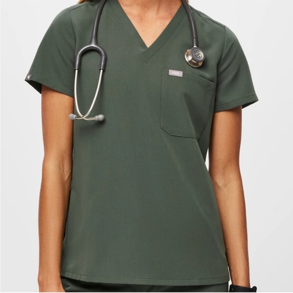 Figs Women's V-Neck Tunic Top in Olive